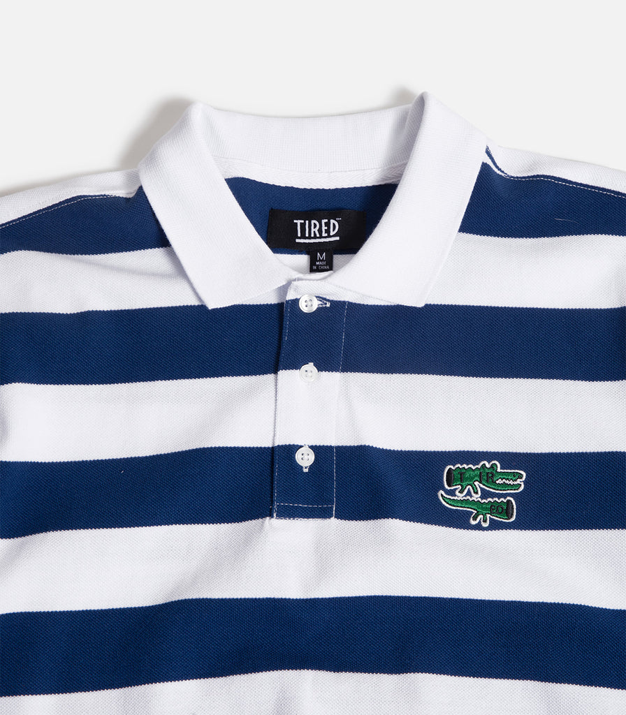 Tired The Gator Striped Polo Shirt
