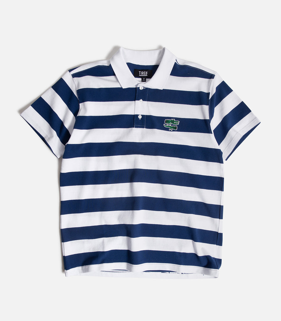 Tired The Gator Striped Polo Shirt